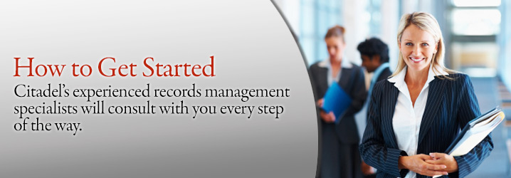 a lady to help customers get started with records storage & management